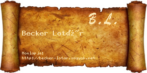 Becker Lotár névjegykártya